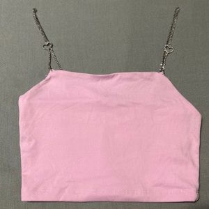 Cropped skinny strap top in pink